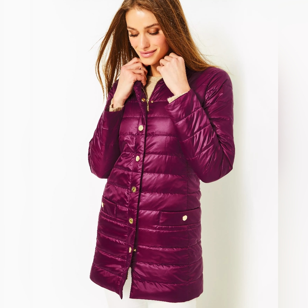 Lilly Pulitzer Purple Tonia Puffer Jacket